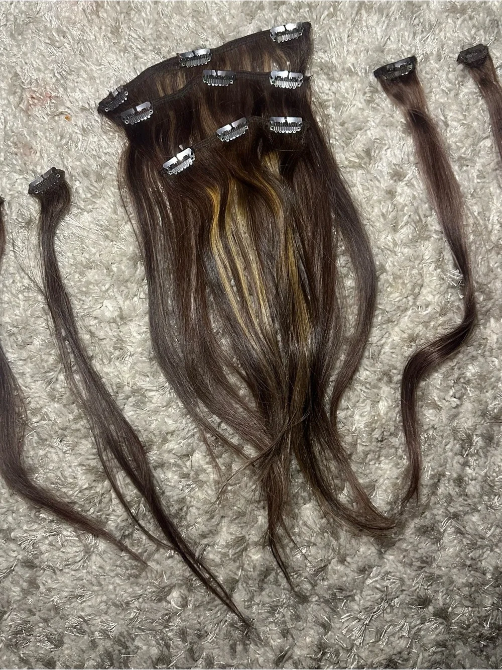 Euronext Brown Hair Clip-In Extension with Subtle Blonde Highlights
